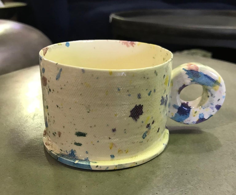 Peter Shire EXP Signed Ceramic Pottery Splatter Mug Cup Sculpture
