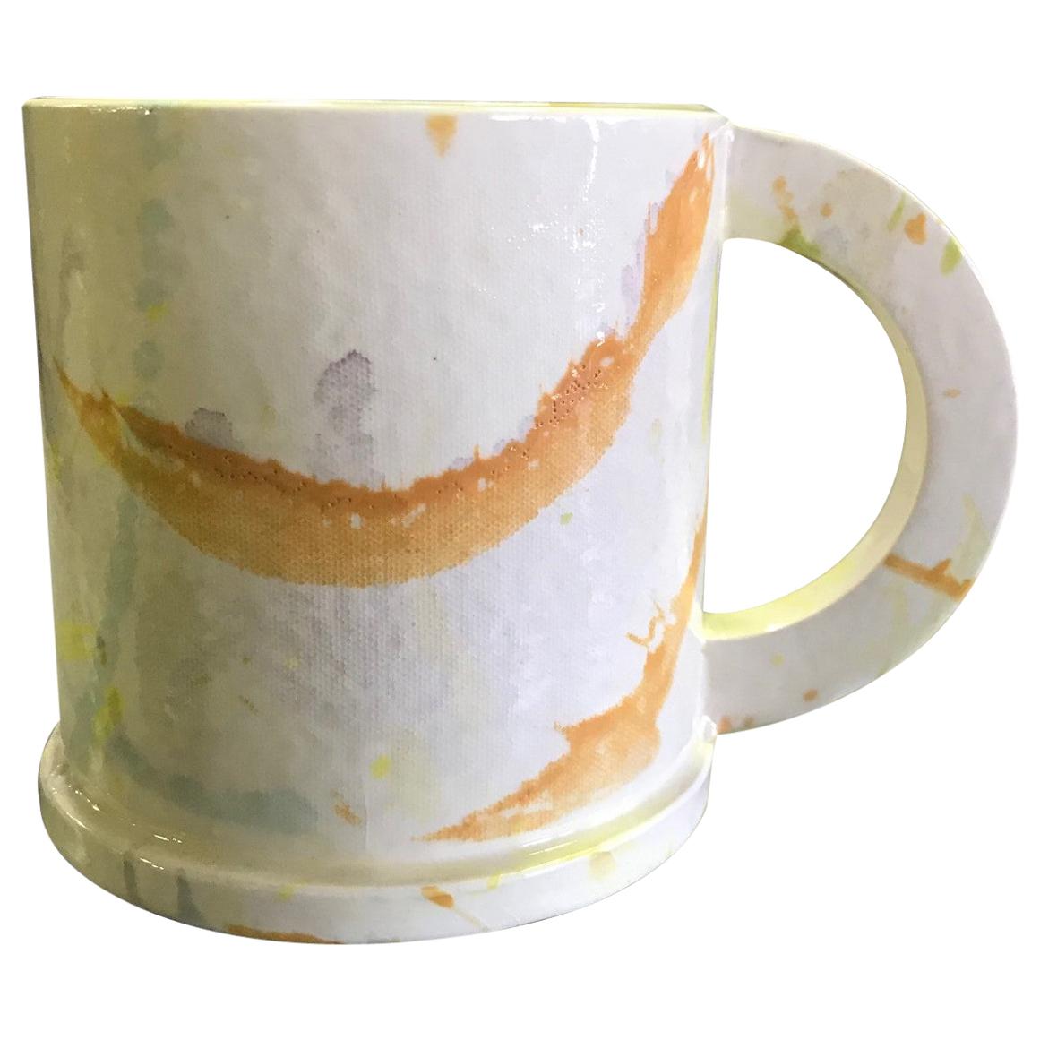 Peter Shire EXP Signed Ceramic Pottery Splatter Mug Cup Sculpture, Dated 1983