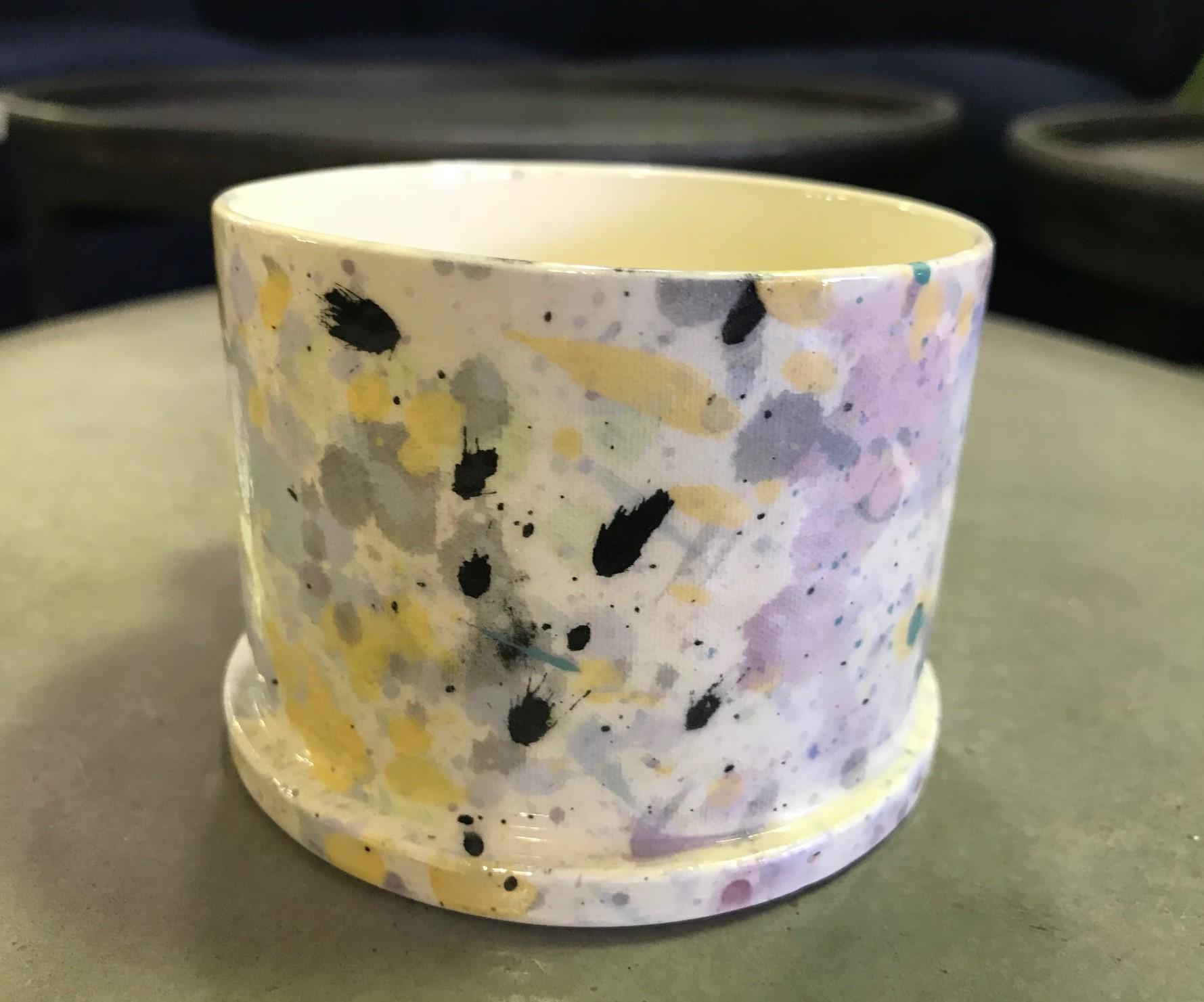 American Peter Shire EXP Signed Ceramic Pottery Splatter Mug Cup Sculpture, Dated 1984