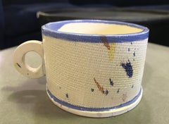 Peter Shire EXP Signed Ceramic Pottery Splatter Mug Cup Sculpture, Early 1980s