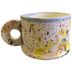 Peter Shire EXP Signed Ceramic Pottery Splatter Mug Cup Sculpture, Early 1980s