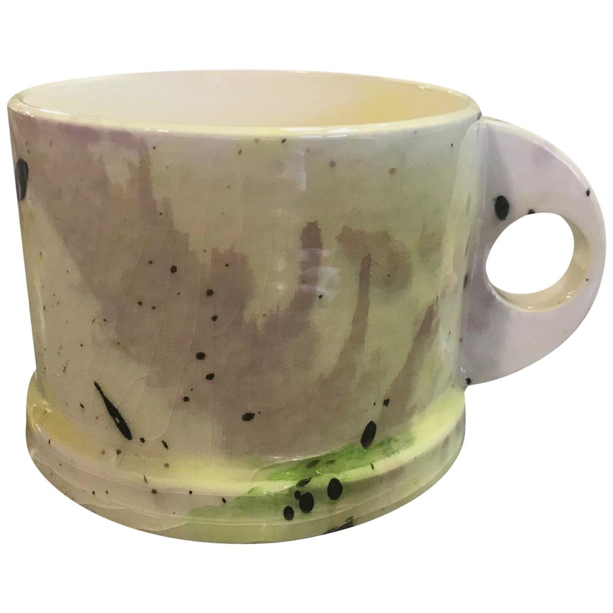 Peter Shire EXP Signed Ceramic Pottery Splatter Mug Cup Sculpture, Mid-1980s