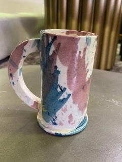Peter Shire Exp Signed Ceramic Pottery Splatter Tall Mug Sculpture, Dated 1981