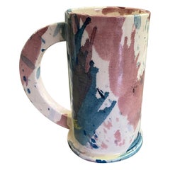 Peter Shire Exp Signed Ceramic Pottery Splatter Tall Mug Sculpture, Dated 1981