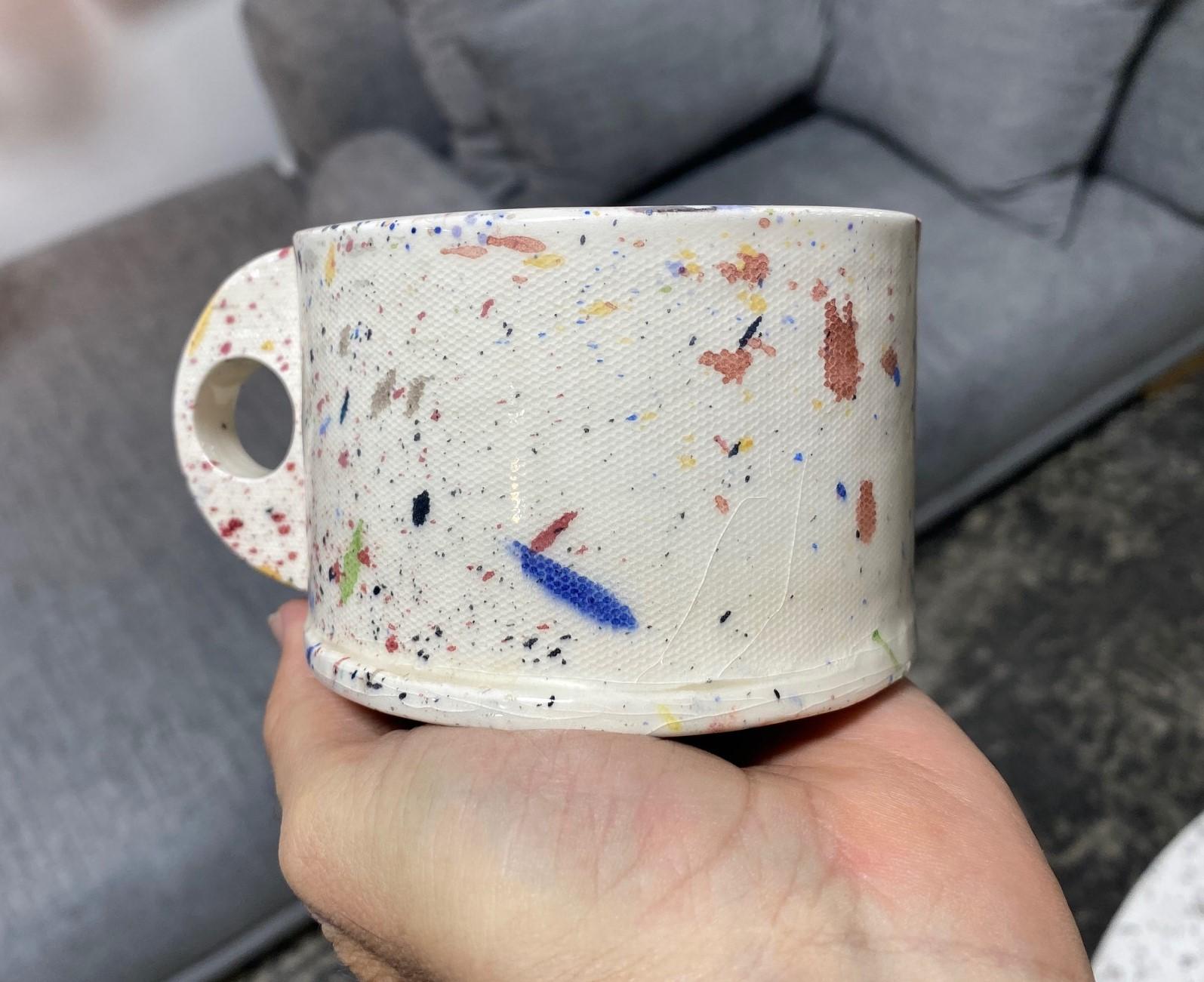 Peter Shire Exp Signed Post Modern Ceramic California Pottery Splatter Cup, 1979 For Sale 6
