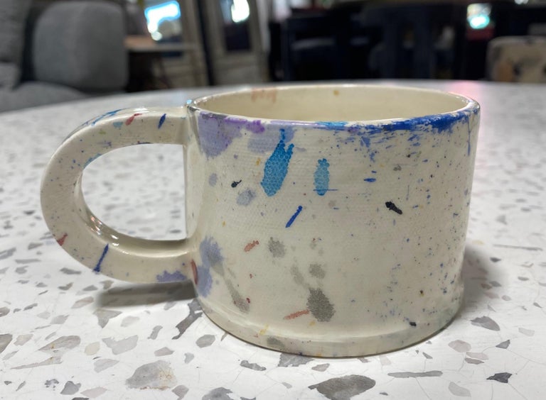 American Peter Shire Exp Signed Post Modern Ceramic California Pottery Splatter Cup, 1979 For Sale