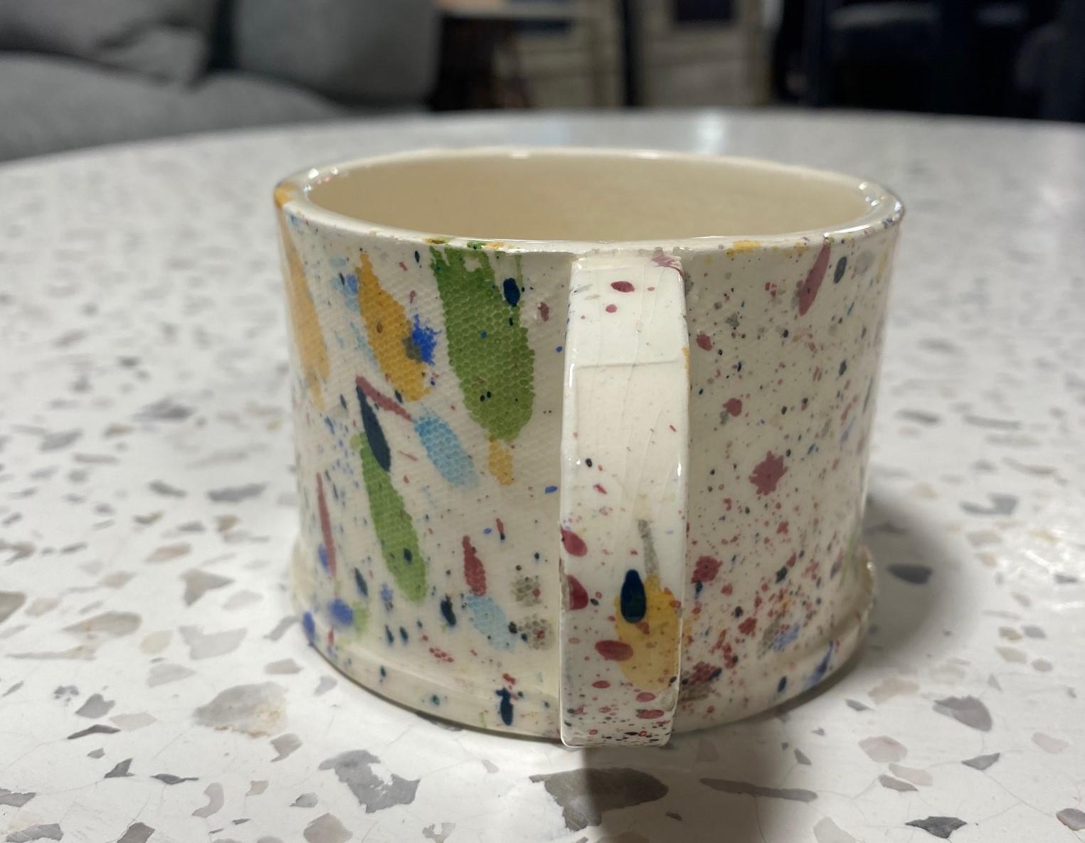 Post-Modern Peter Shire Exp Signed Post Modern Ceramic California Pottery Splatter Cup, 1979 For Sale