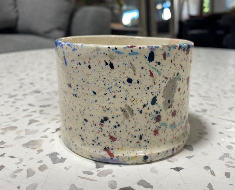 Peter Shire Exp Signed Post Modern Ceramic California Pottery Splatter Cup, 1979 In Good Condition For Sale In Studio City, CA