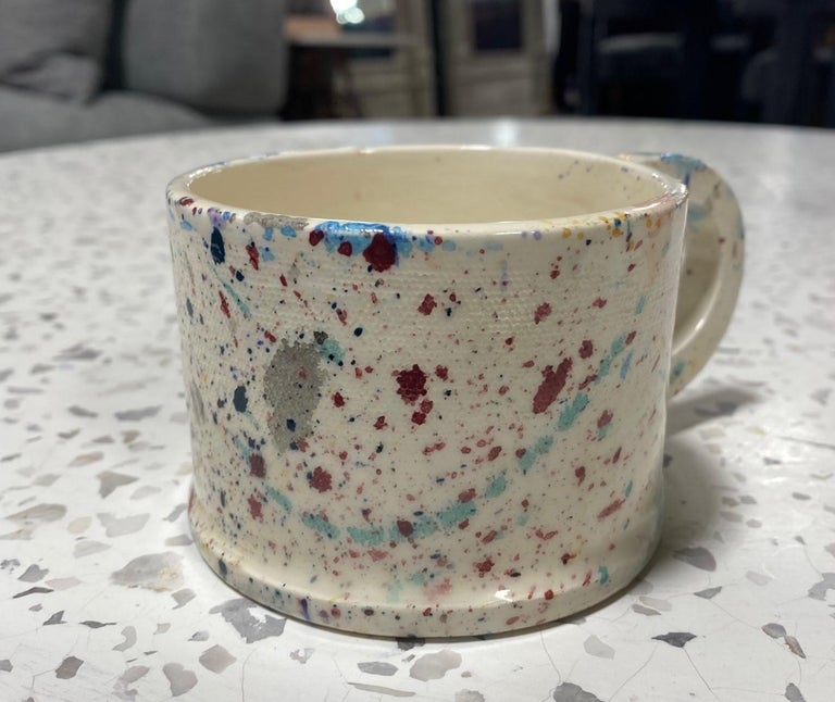 Late 20th Century Peter Shire Exp Signed Post Modern Ceramic California Pottery Splatter Cup, 1979 For Sale