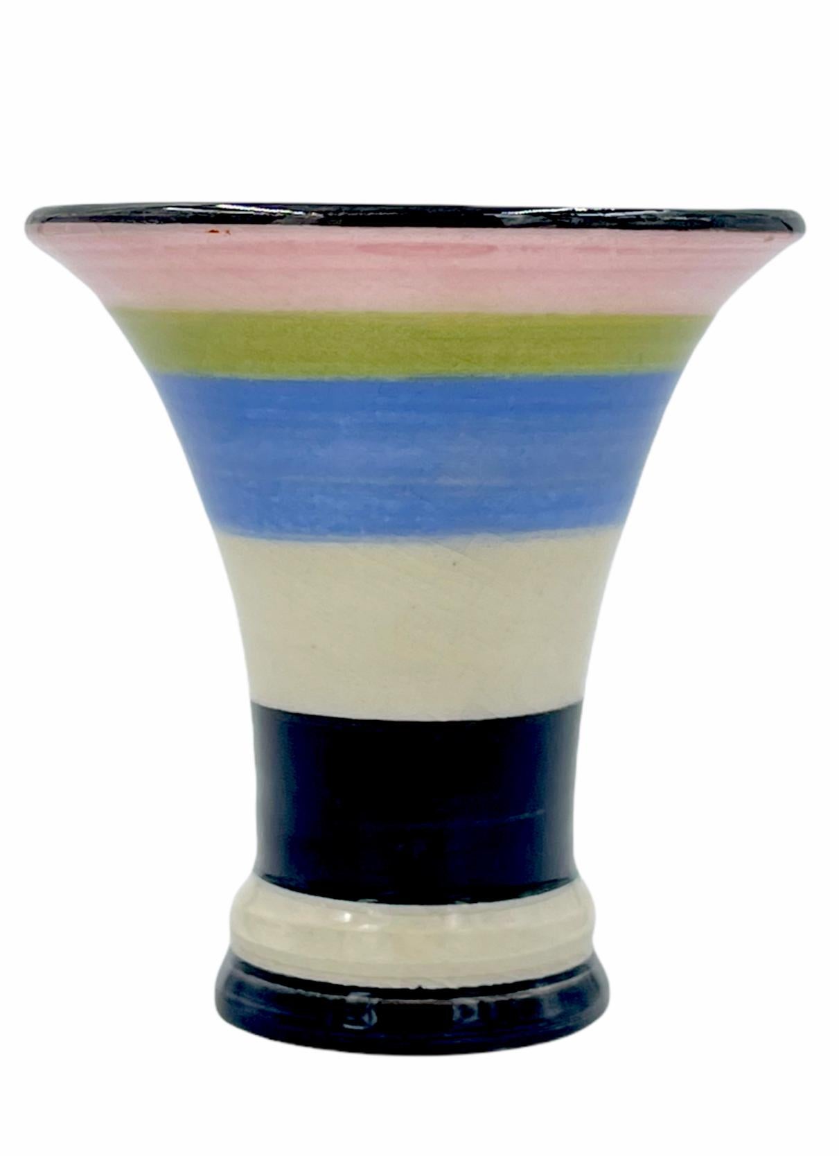 Expo Vase 1998 in colors of black, blue, pink and green. Peter Shire, a founding member of Sottsass' Memphis Milano Group is an LA-based artist whose work eludes all attempts at categorization. He has created ceramics, furniture, toys, interior