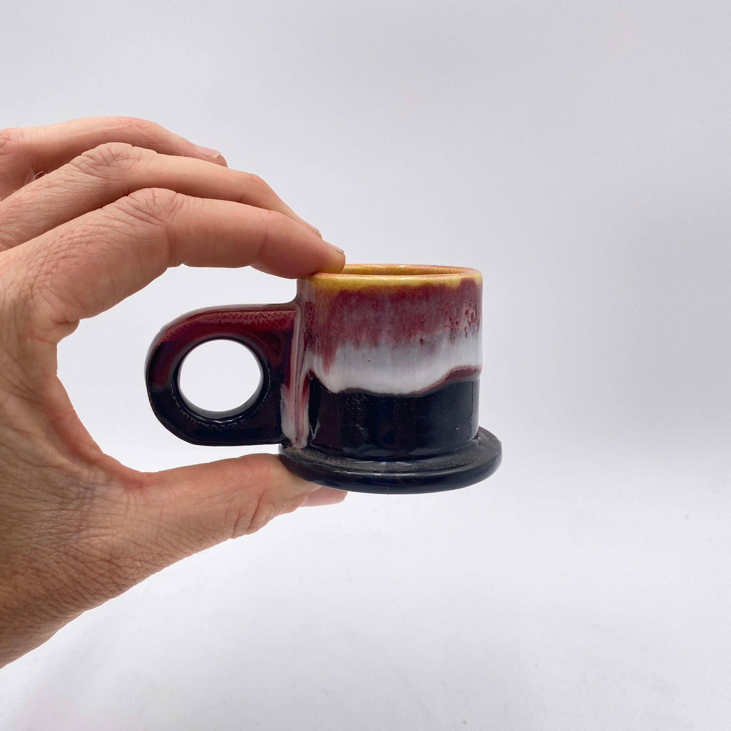 Post-Modern Peter Shire Pair of Memphis Milano Ceramic Espresso Mugs For Sale