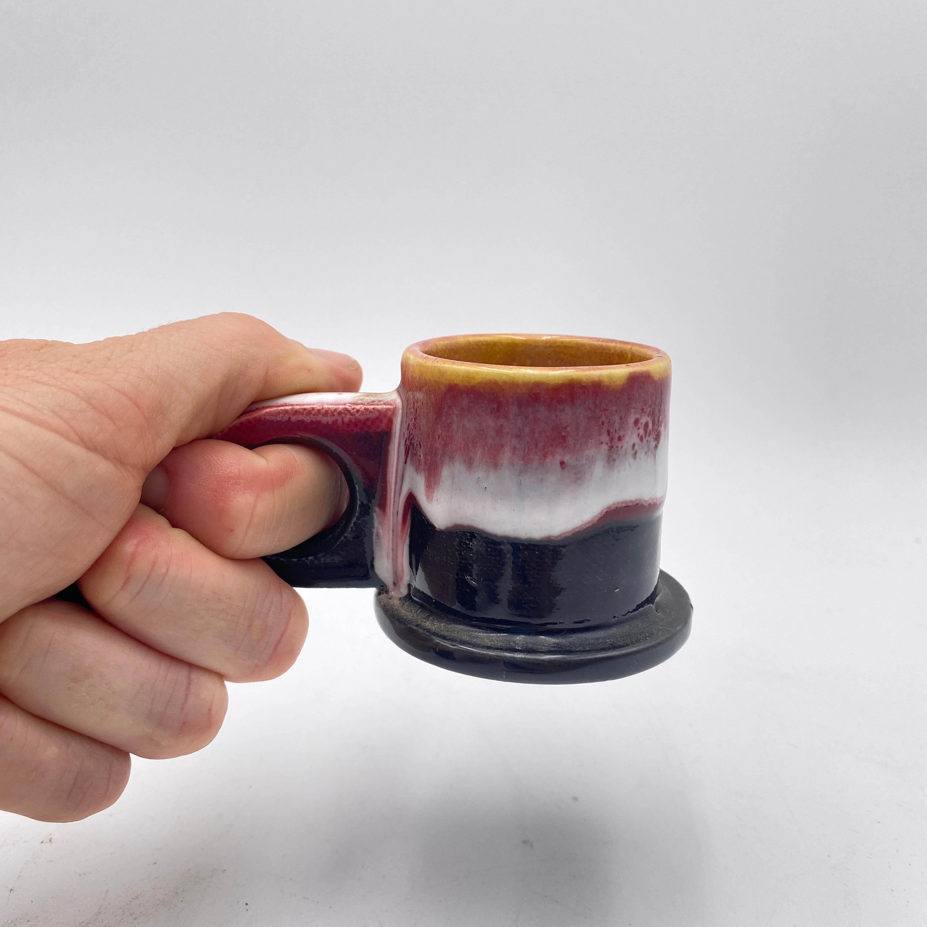 American Peter Shire Pair of Memphis Milano Ceramic Espresso Mugs For Sale