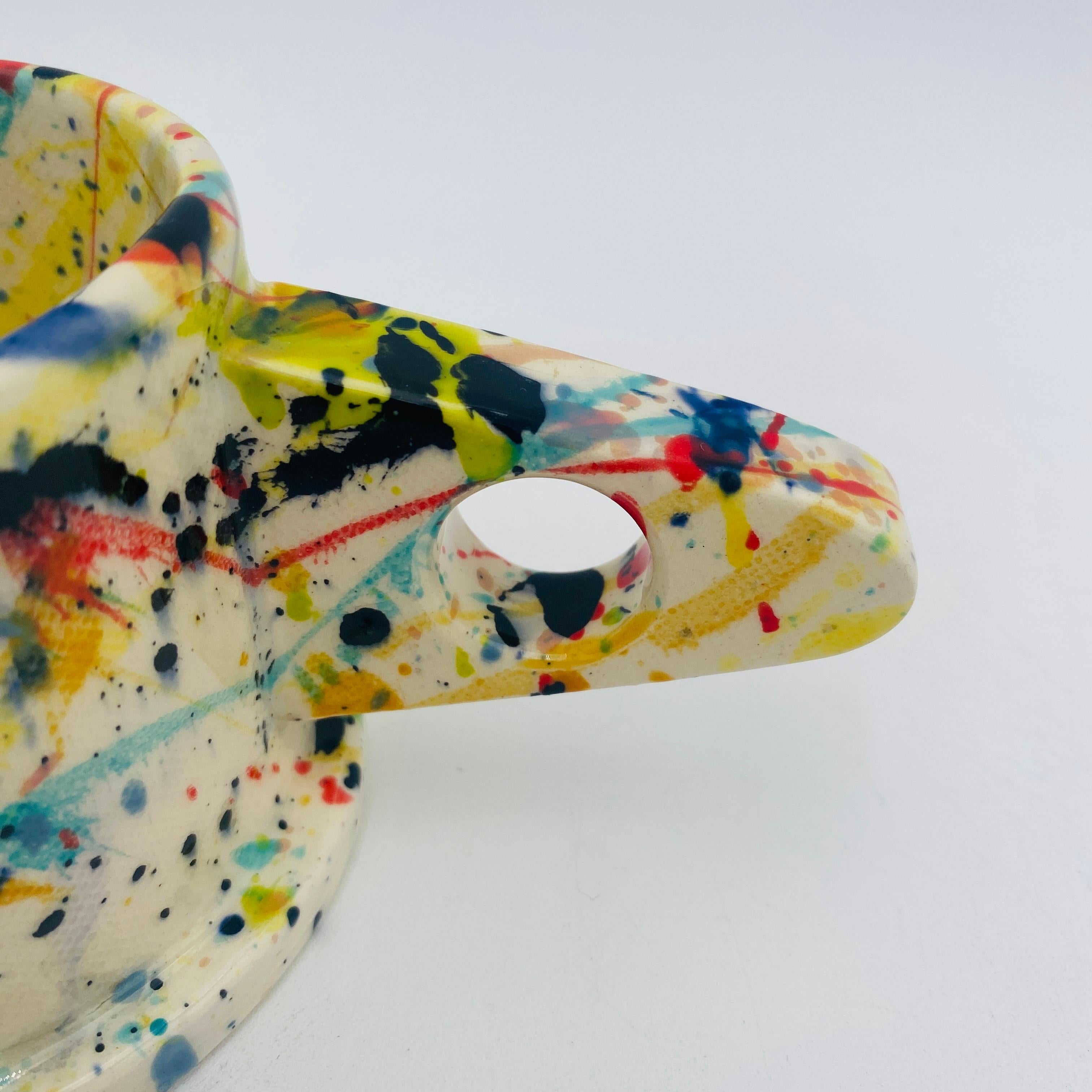 Peter Shire Pair of Memphis Milano Ceramic Splatter Mugs In Good Condition For Sale In San Juan Capistrano, CA