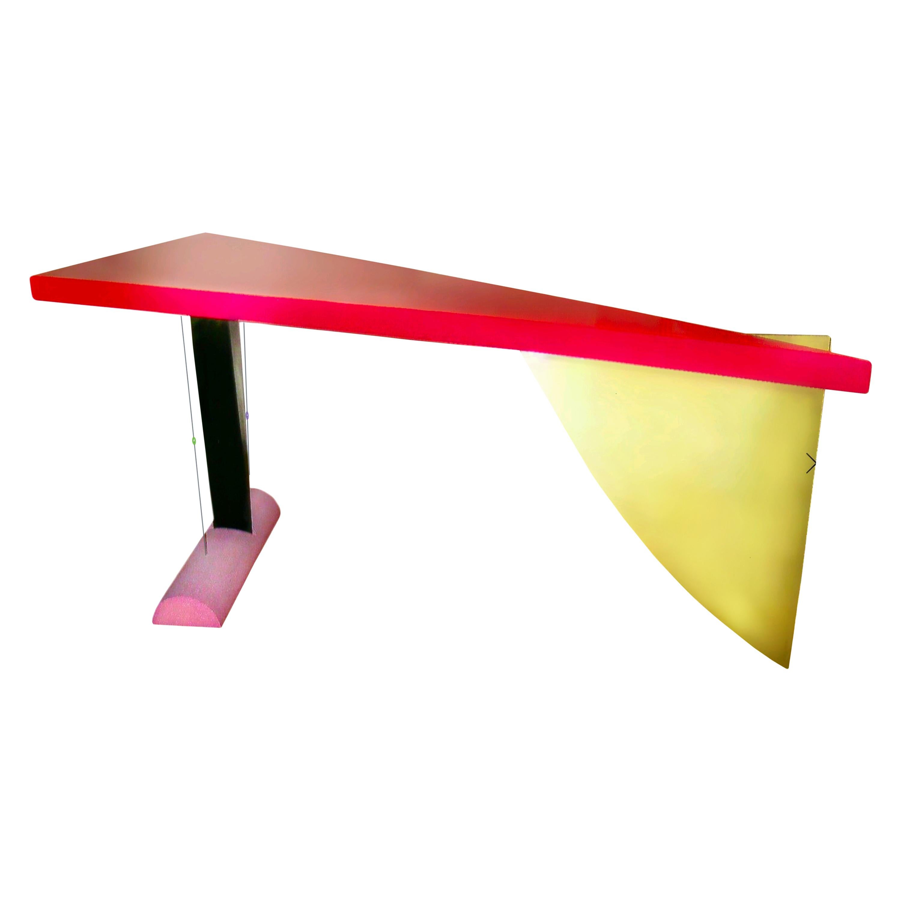 Peter Shire Prototype Brazilia Table, Shire Studio, Memphis Group, Red Gold 1980