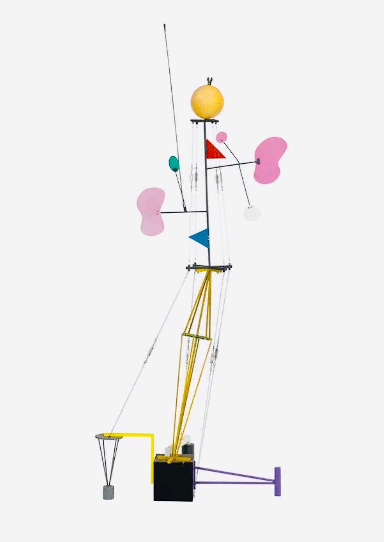 Grande scultura post-modernista di colore Pop Art in metallo Memphis Milano Peter Shire LA in vendita 1
