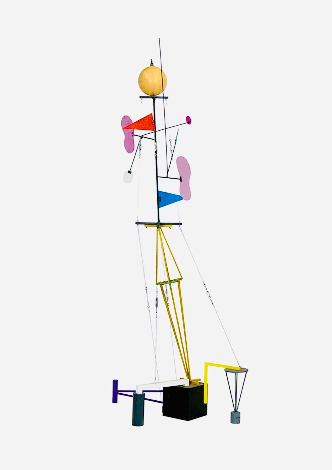 Grande scultura post-modernista di colore Pop Art in metallo Memphis Milano Peter Shire LA in vendita 2