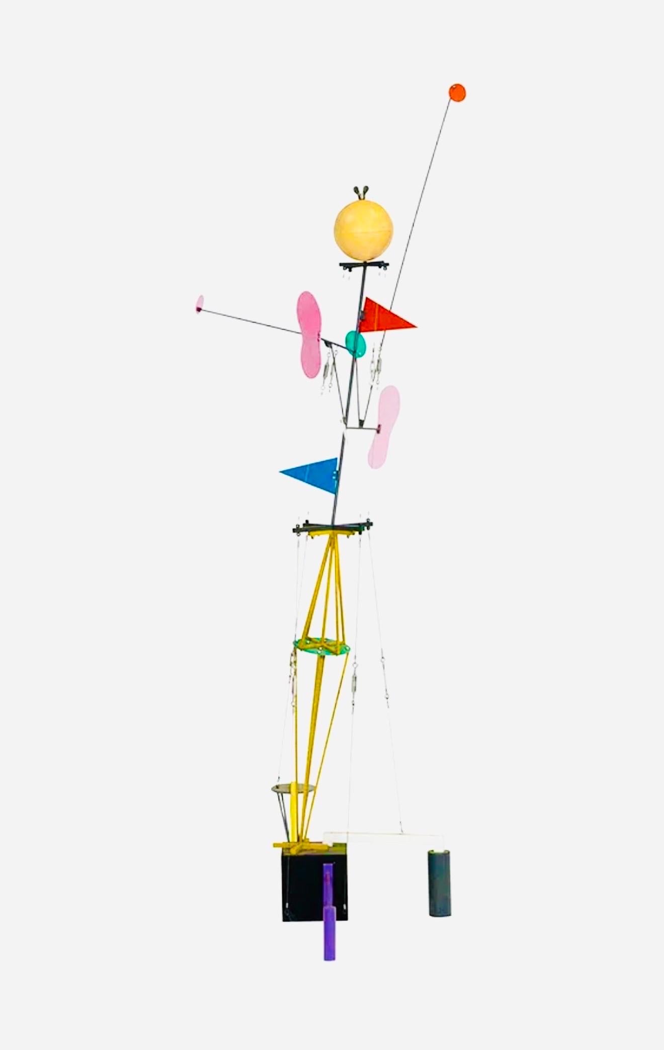 Grande scultura post-modernista di colore Pop Art in metallo Memphis Milano Peter Shire LA in vendita 3
