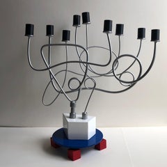 Sculpture Pop Art post-moderne d'un artiste de Memphis Milano:: artiste judaïque Menorah:: Los Angeles