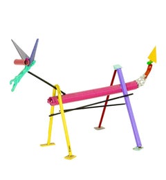Post Modernist Color Pop Art Metal Dog Sculpture Memphis Milano Peter Shire LA