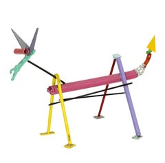 Post Modernist Color Pop Art Metal Dog Sculpture Memphis Milano Peter Shire LA
