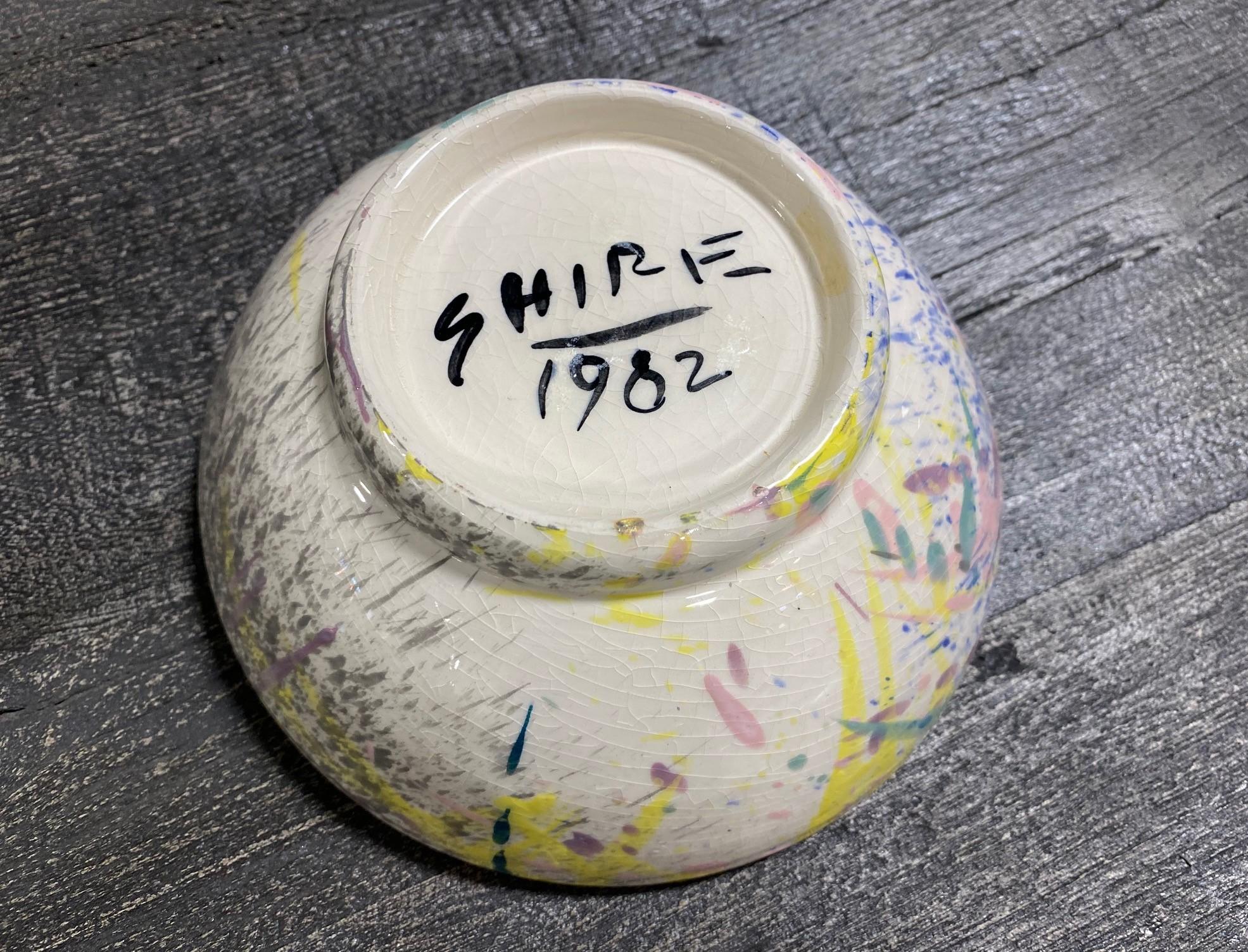 Peter Shire Signed Ceramic California Exp Studio Pottery Splatter Bowl, 1982 For Sale 2