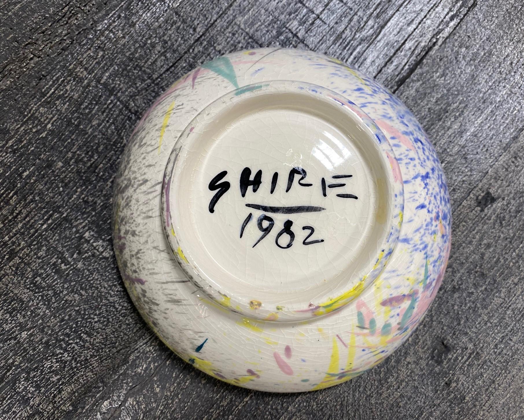 Peter Shire Signed Ceramic California Exp Studio Pottery Splatter Bowl, 1982 For Sale 3