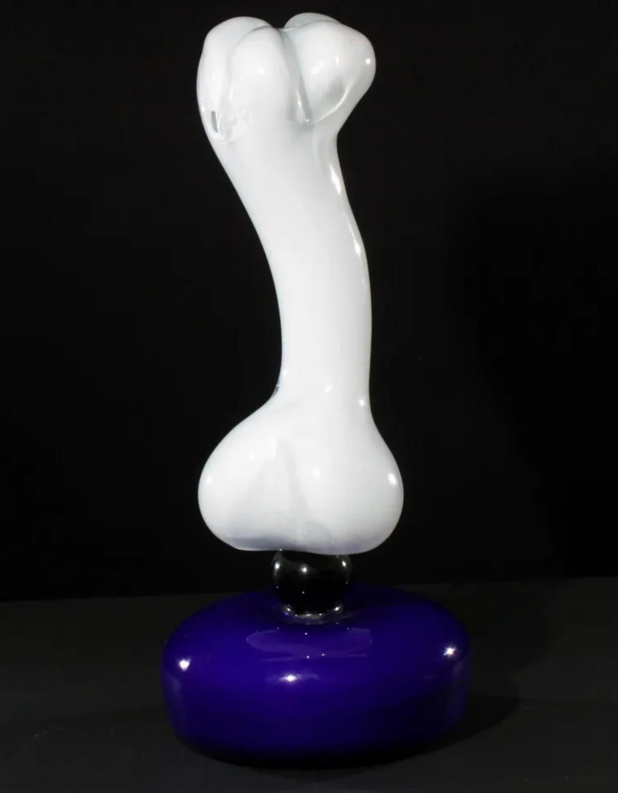 Peter Shire x Vistosi Murano Postmodern Bone Sculpture with Cobalt Blue Base For Sale 11