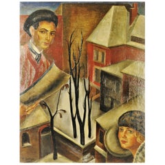 Peter Siabkyn, Double-Portrait, Oil on Canvas Painting, 1924