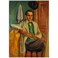 Peter Siabkyn, Self-Portrait, Oil on Canvas Painting, 1928
