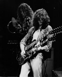 Jimmy Page of Led Zeppelin Playing Double Guitar Vintage Original Photograph