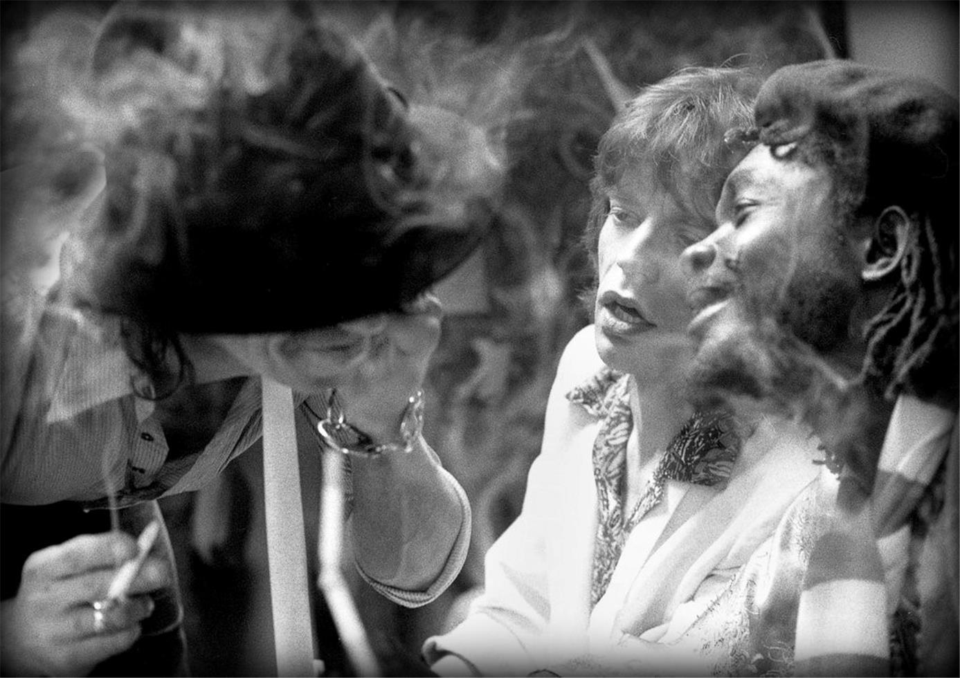 Peter Simon Portrait Photograph - Keith Richards, Mick Jagger, and Peter Tosh, 1978