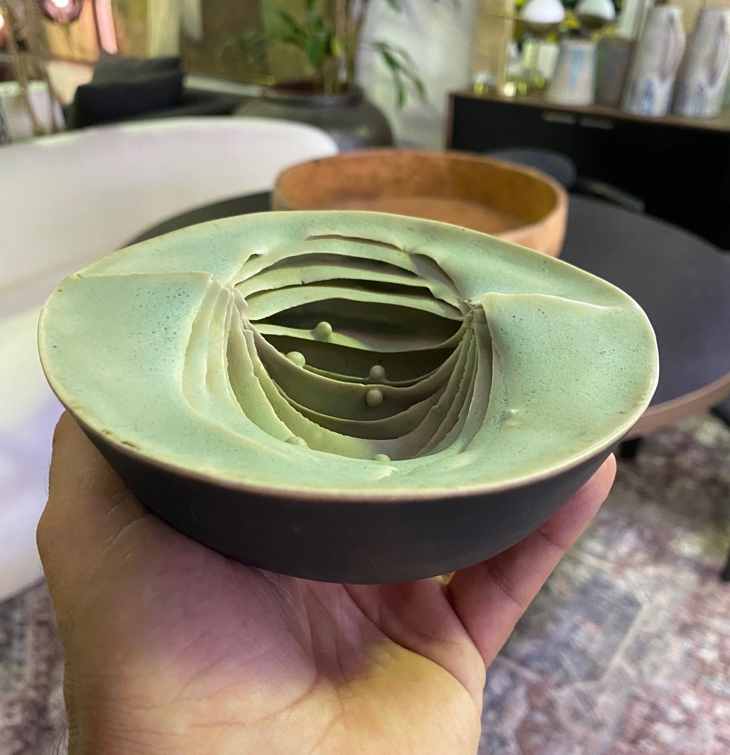 Peter Simpson Signed British Uk Studio Pottery Bowl Organic Nature Form Vessel For Sale 2