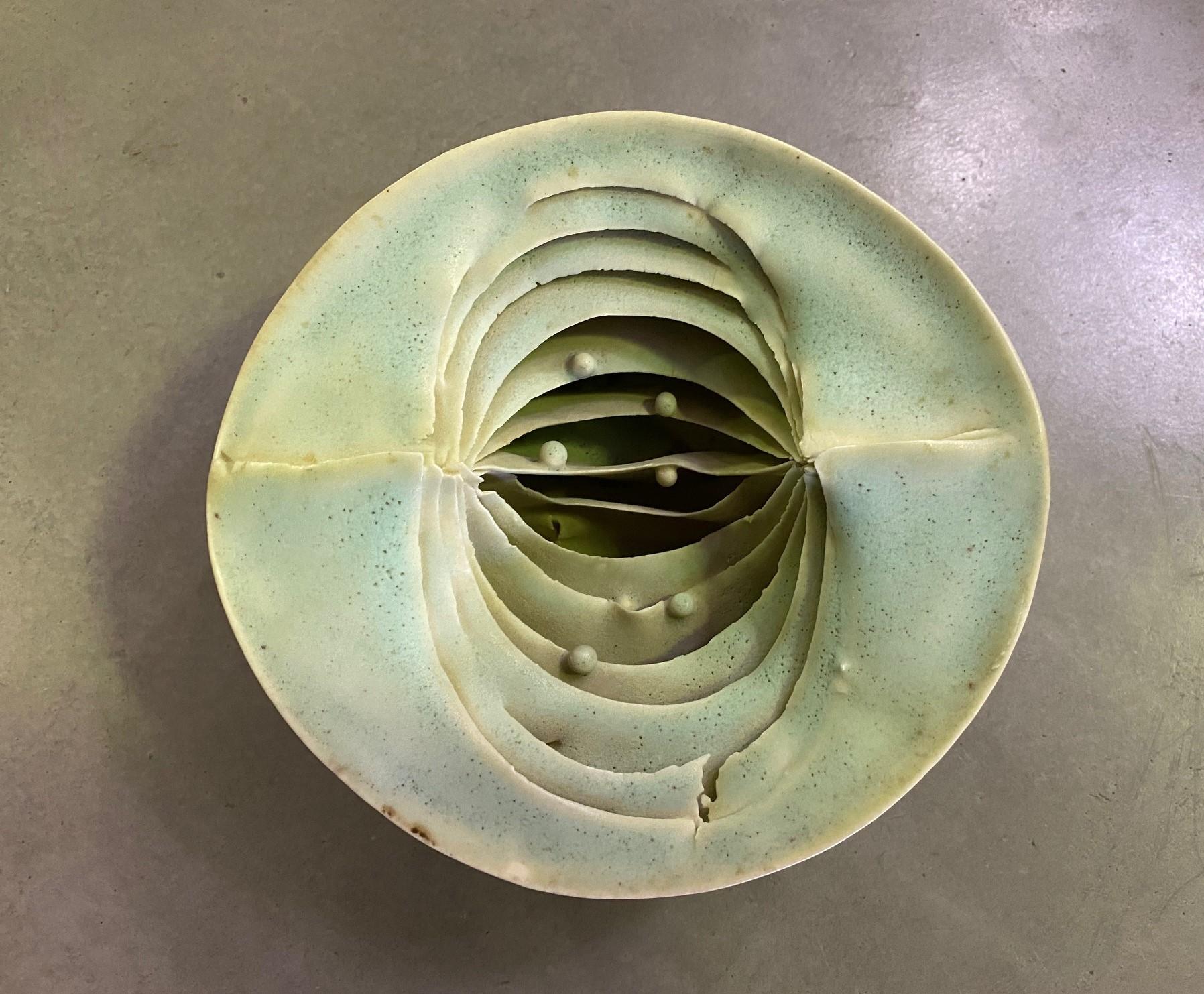 Glazed Peter Simpson Signed British Uk Studio Pottery Bowl Organic Nature Form Vessel For Sale