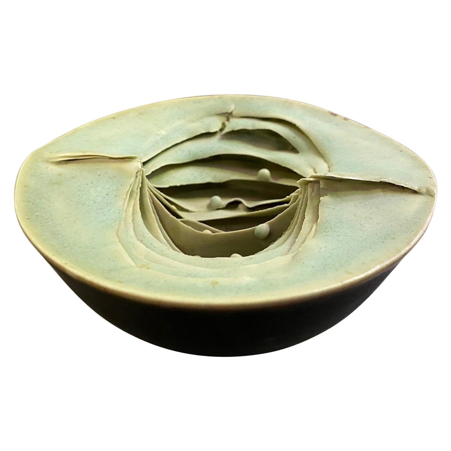 Peter Simpson Signed British Uk Studio Pottery Bowl Organic Nature Form Vessel im Angebot