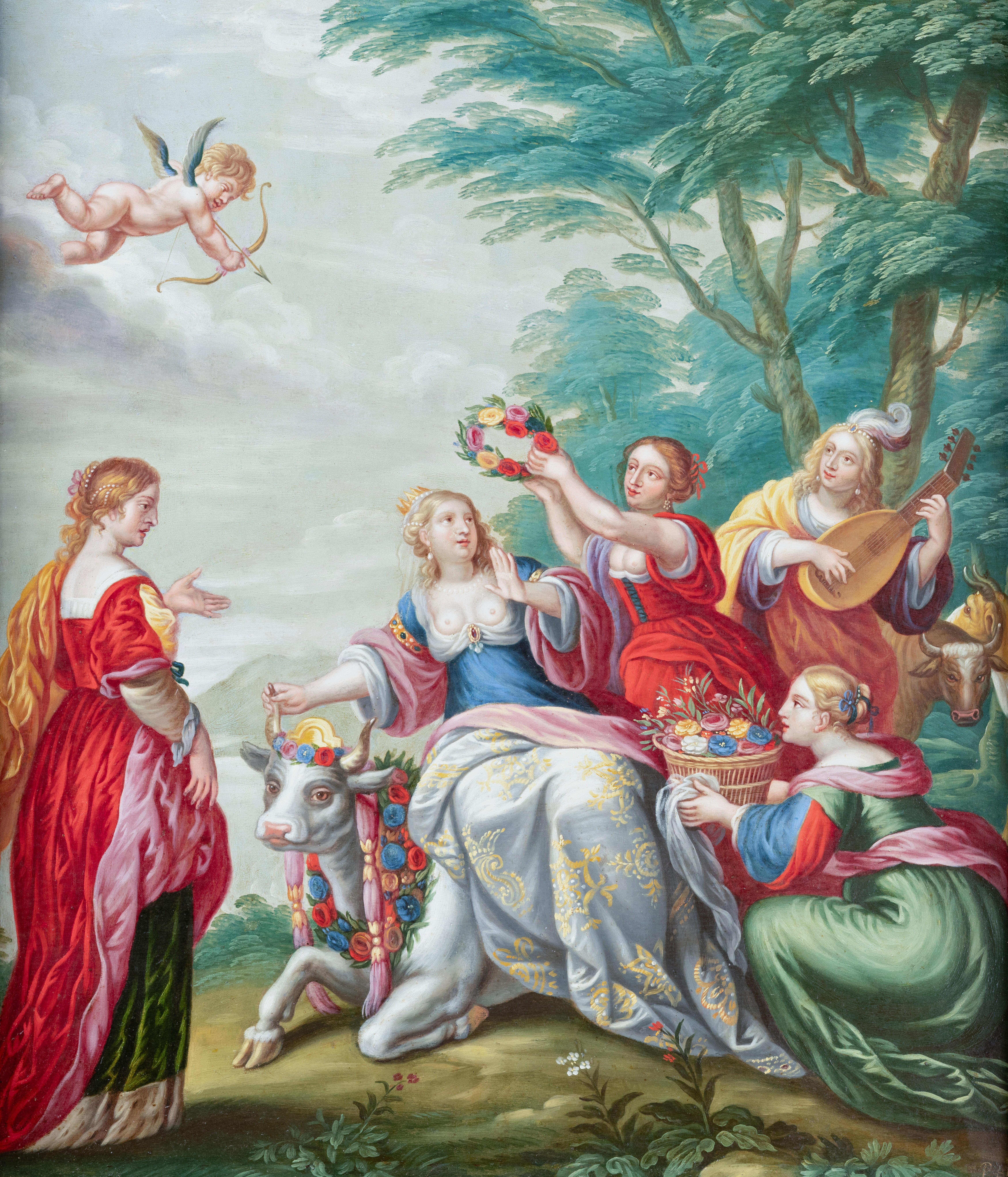Il ratto di Europa, firmato Peters Sion (1624-1695), Anversa, XVII secolo - Painting di Peter Sion