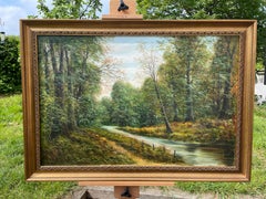 A River Landscape.  Traditional English Landscape Oil Painting