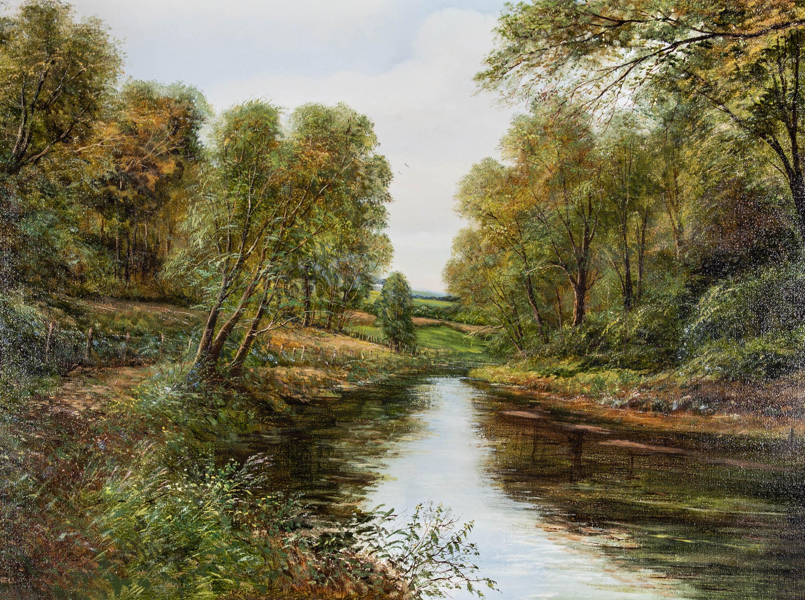 Peter Snell (n.1935) - Gran óleo del siglo XX, Río campestre 2