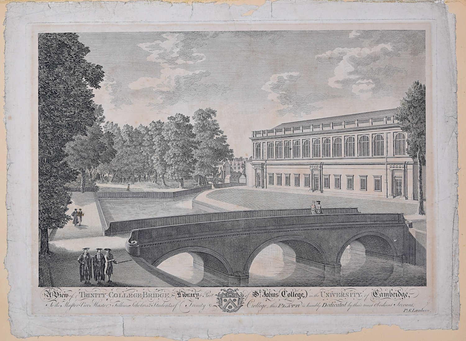Trinity College and John's College, Cambridge engraving by P S Lamborn - Print by Peter Spendelowe Lamborn