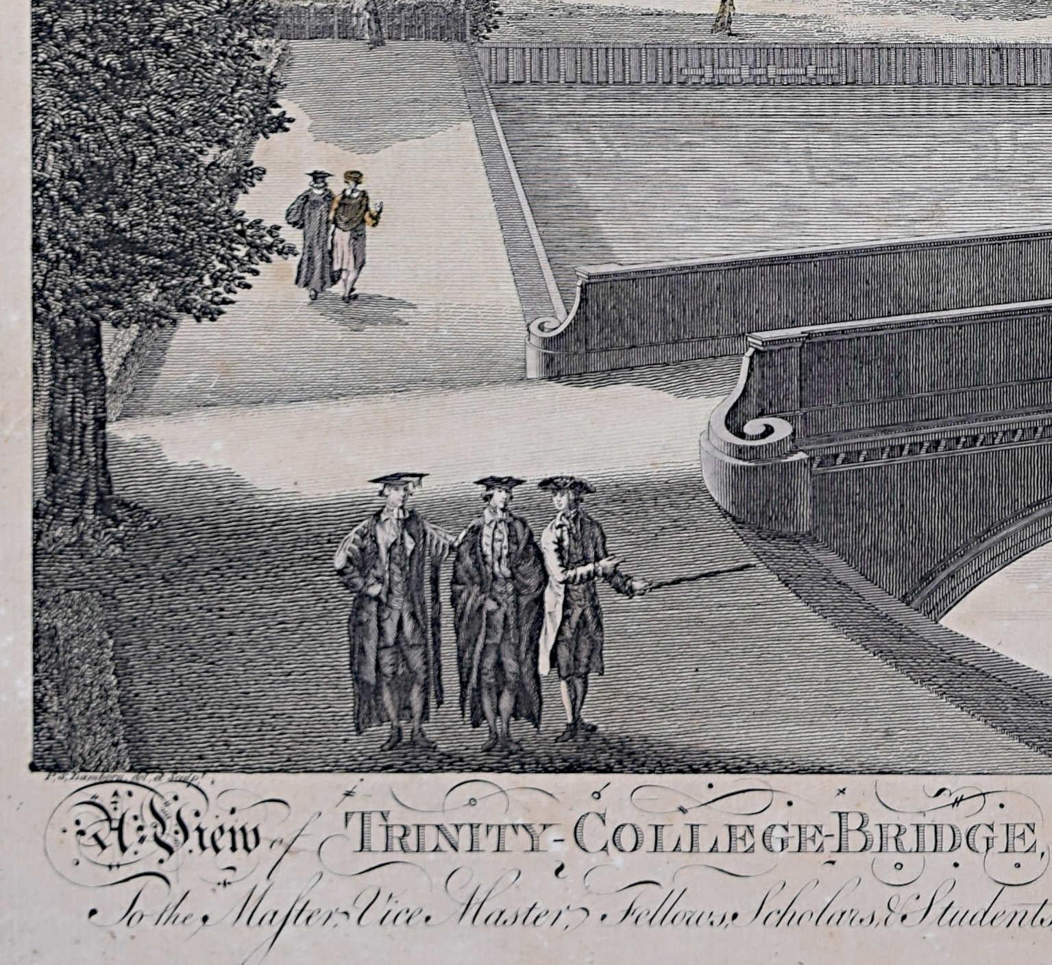 Trinity College and John's College, Cambridge engraving by P S Lamborn - Gray Landscape Print by Peter Spendelowe Lamborn
