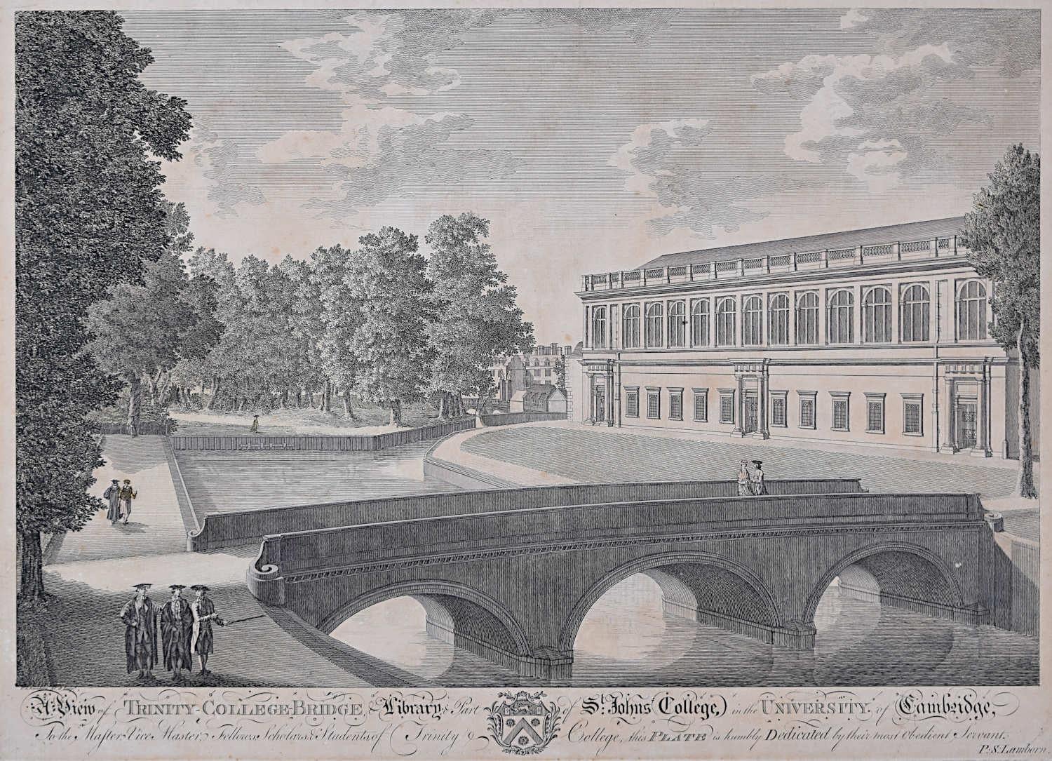Peter Spendelowe Lamborn Landscape Print - Trinity College and John's College, Cambridge engraving by P S Lamborn