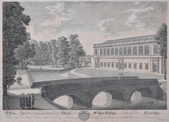 Trinity College e John's College, Cambridge incisione di P S Lamborn