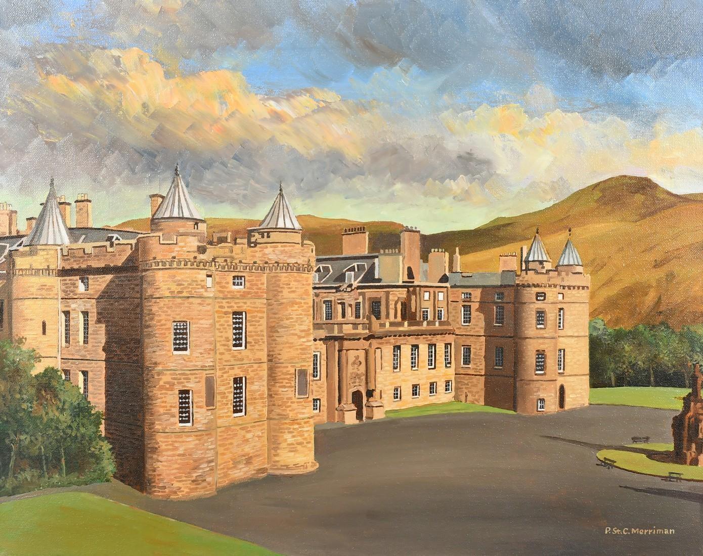 Landscape Painting Peter St. Clair Merriman - HolyRood Palace Scotland Royal Palace in Edinburgh Original Oil Painting