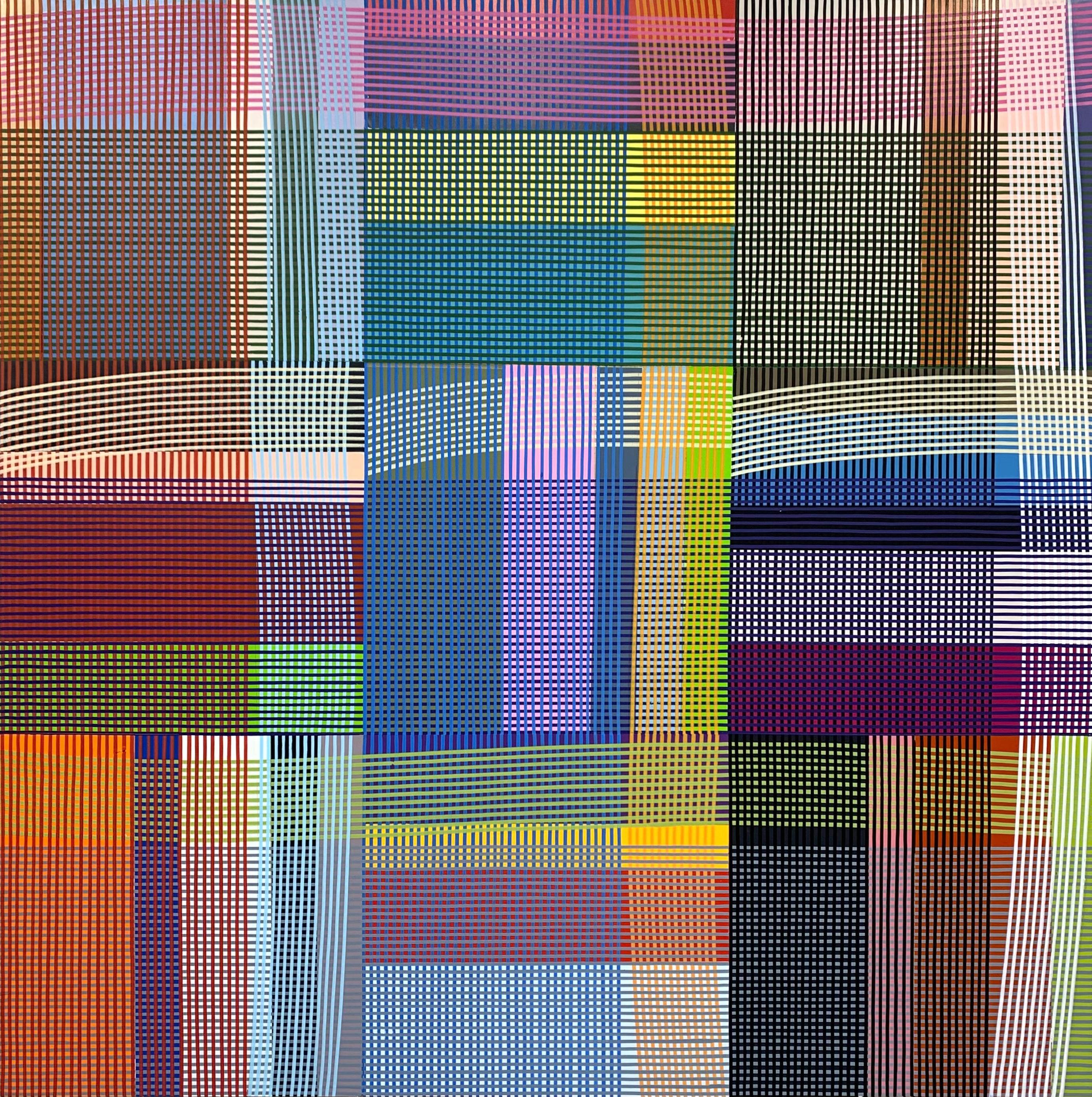 Abstract Painting de Peter D. Stephens - "Sugar Town" 2025 acrílico y collage sobre madera