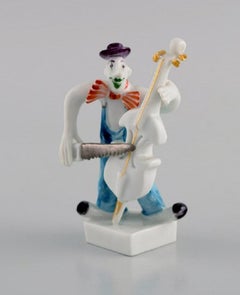 Peter Strang, Meissen, Figure in Hand-Painted Porcelain, Double Bassist