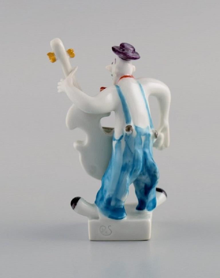 20th Century Peter Strang, Meissen, Figure in Hand-Painted Porcelain, Double Bassist