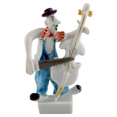 Peter Strang, Meissen, Figure in Hand-Painted Porcelain, Double Bassist