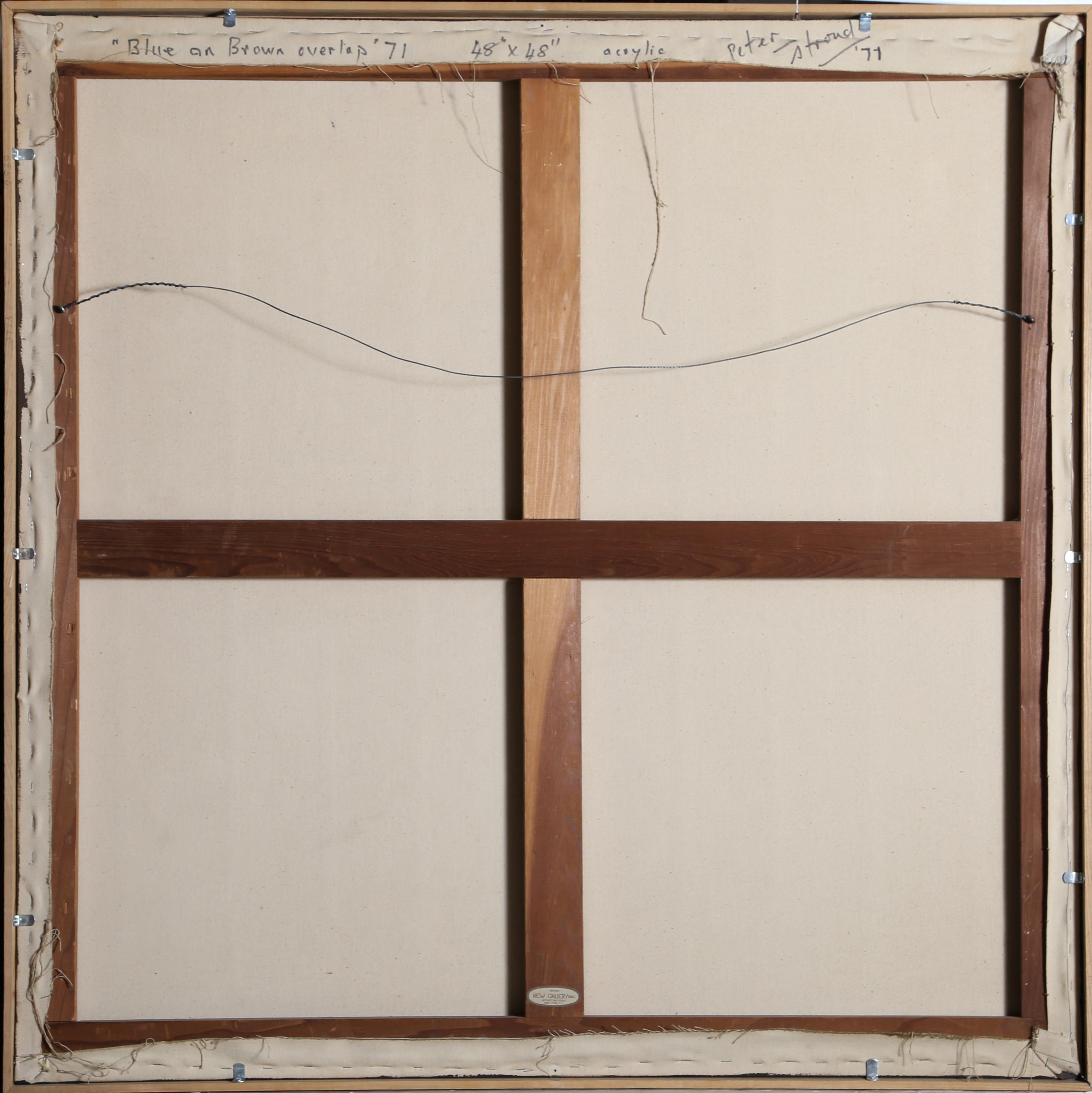 Blue on Brown Overlap, Geometric Abstract Painting by Peter Stroud For Sale 1