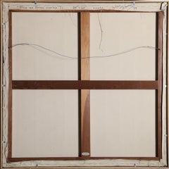Blue on Brown Overlap, Signed Acrylic Minimalist Painting by Peter Stroud