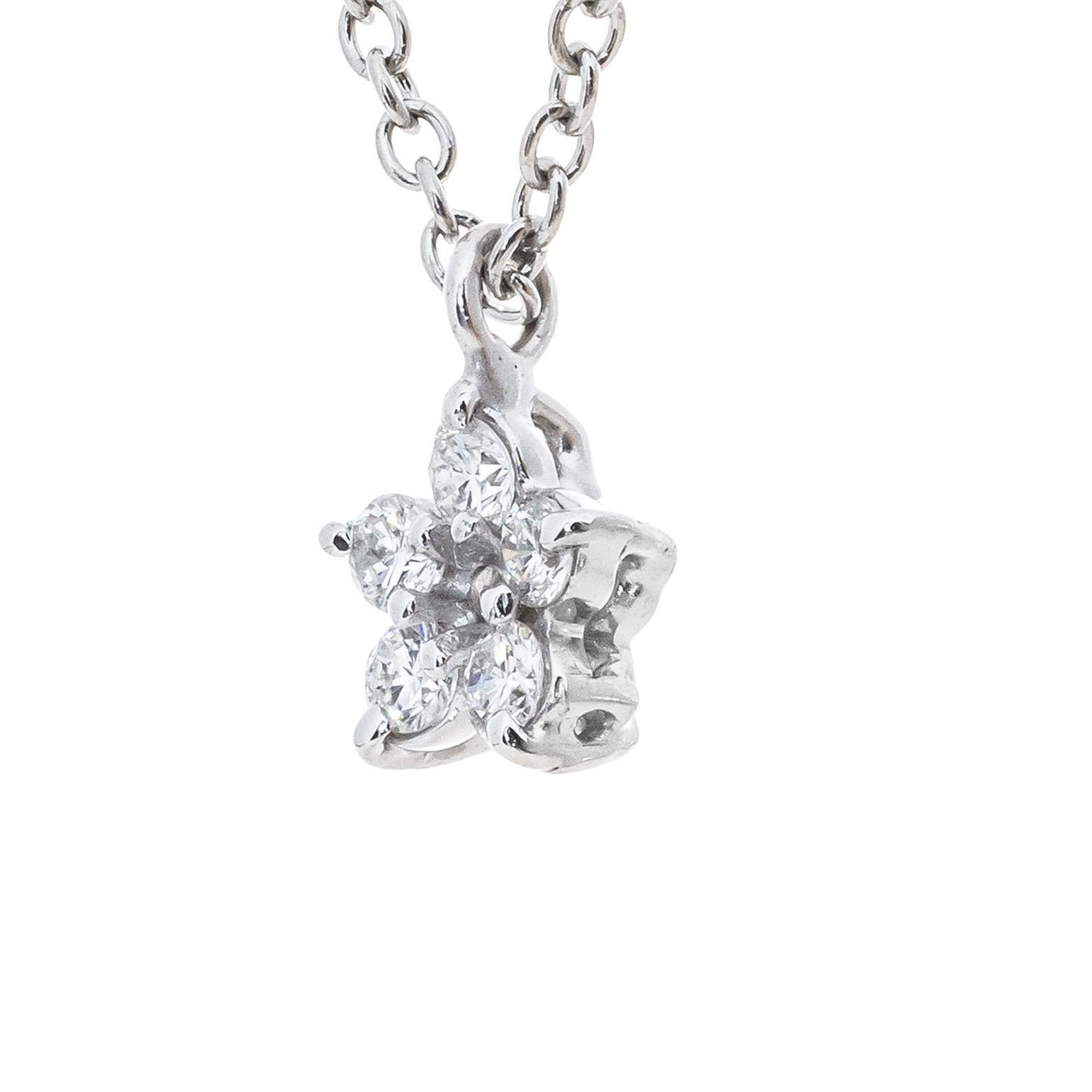 Round Cut Peter Suchy .10 Carat Diamond Platinum Star Pendant Necklace For Sale