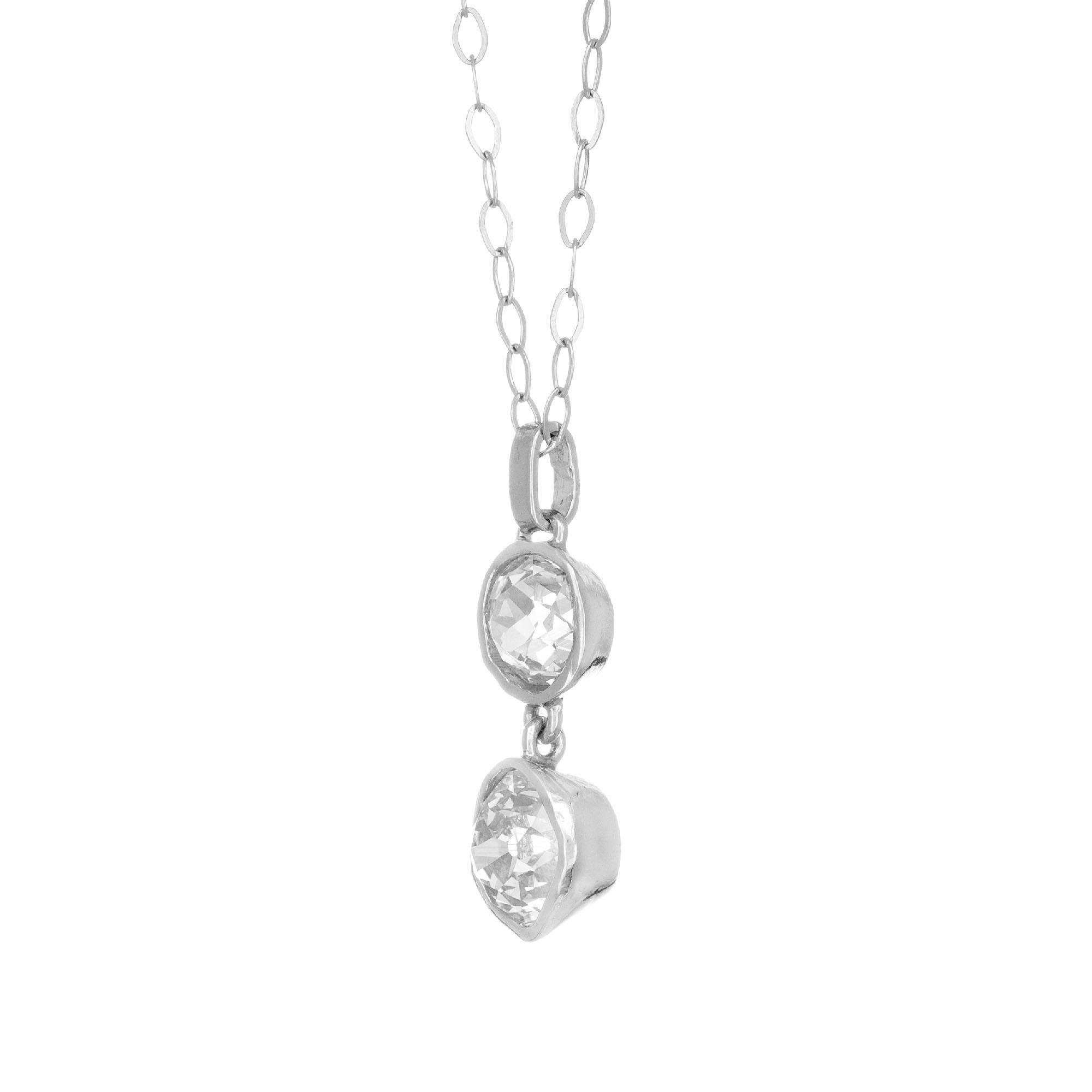 Old Mine Cut Peter Suchy 1.00 Carat Diamond Platinum Pendant Necklace For Sale